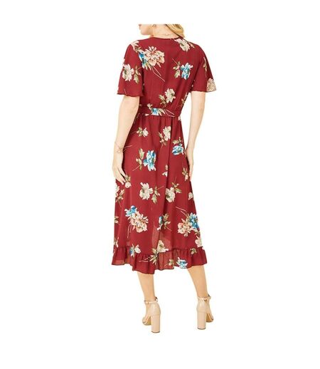 Robe Portefeuille Motif/style Floral Femme Rouge Mela London