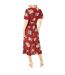 Robe Portefeuille Motif/style Floral Femme Rouge Mela London-3