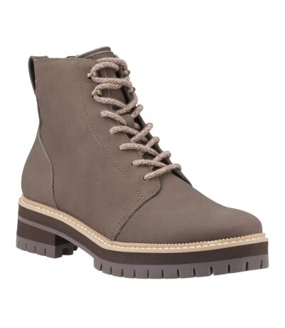 Womens/ladies Wylder Leather Ankle Boots Green Toms