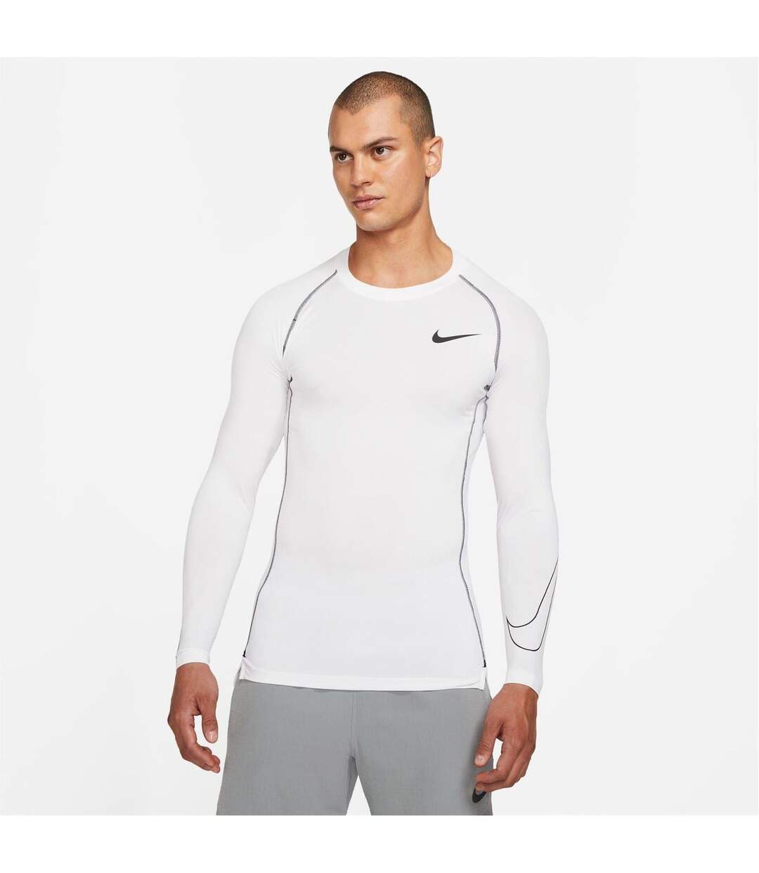Mens Pro Core Long-sleeved T-shirt White Nike-1
