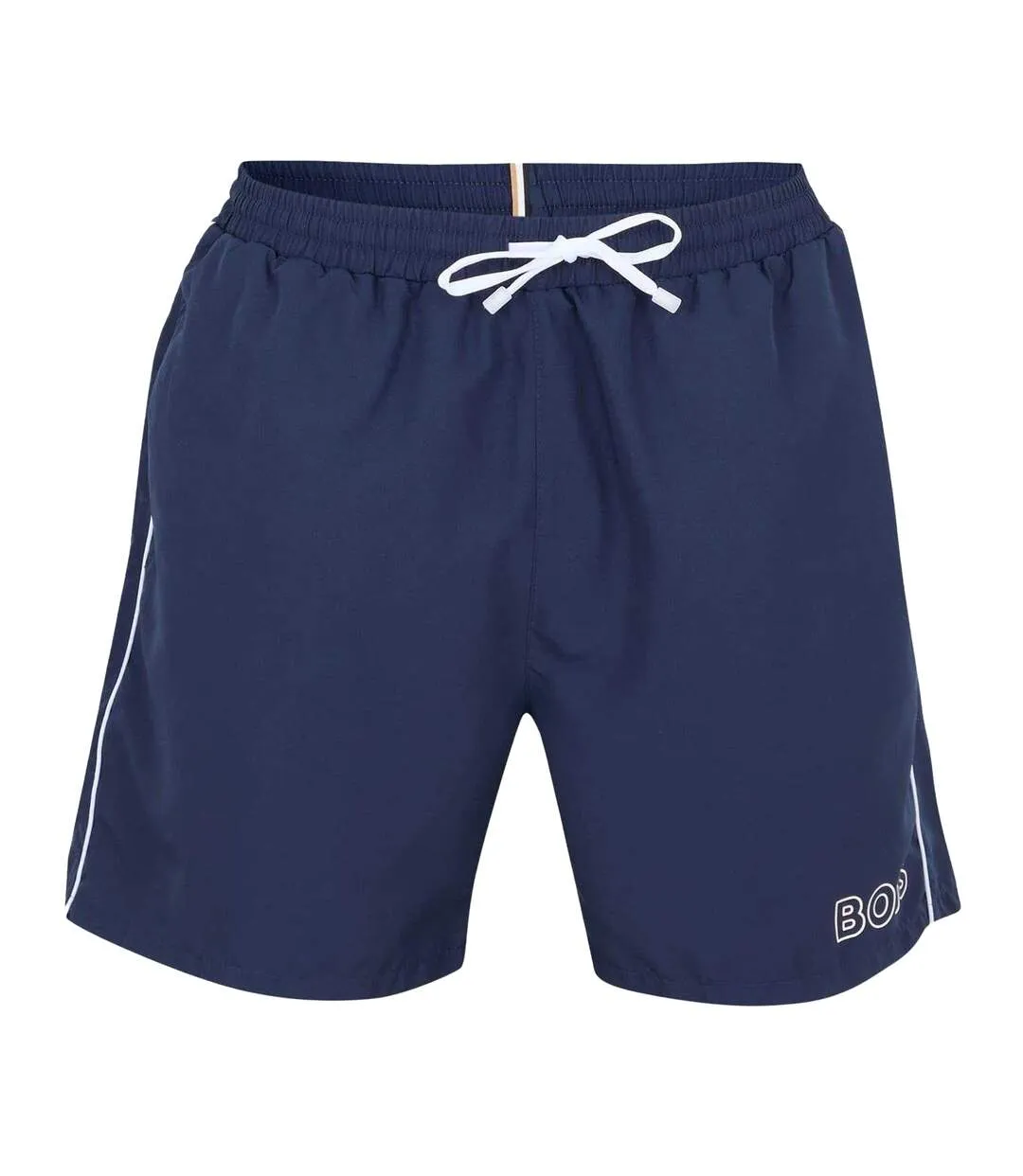 Mens Side Stripe Swim Shorts Dark Blue Boss-1