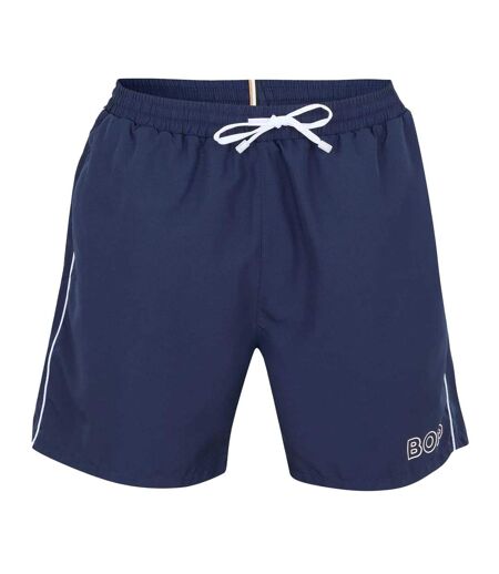 Mens Side Stripe Swim Shorts Dark Blue Boss