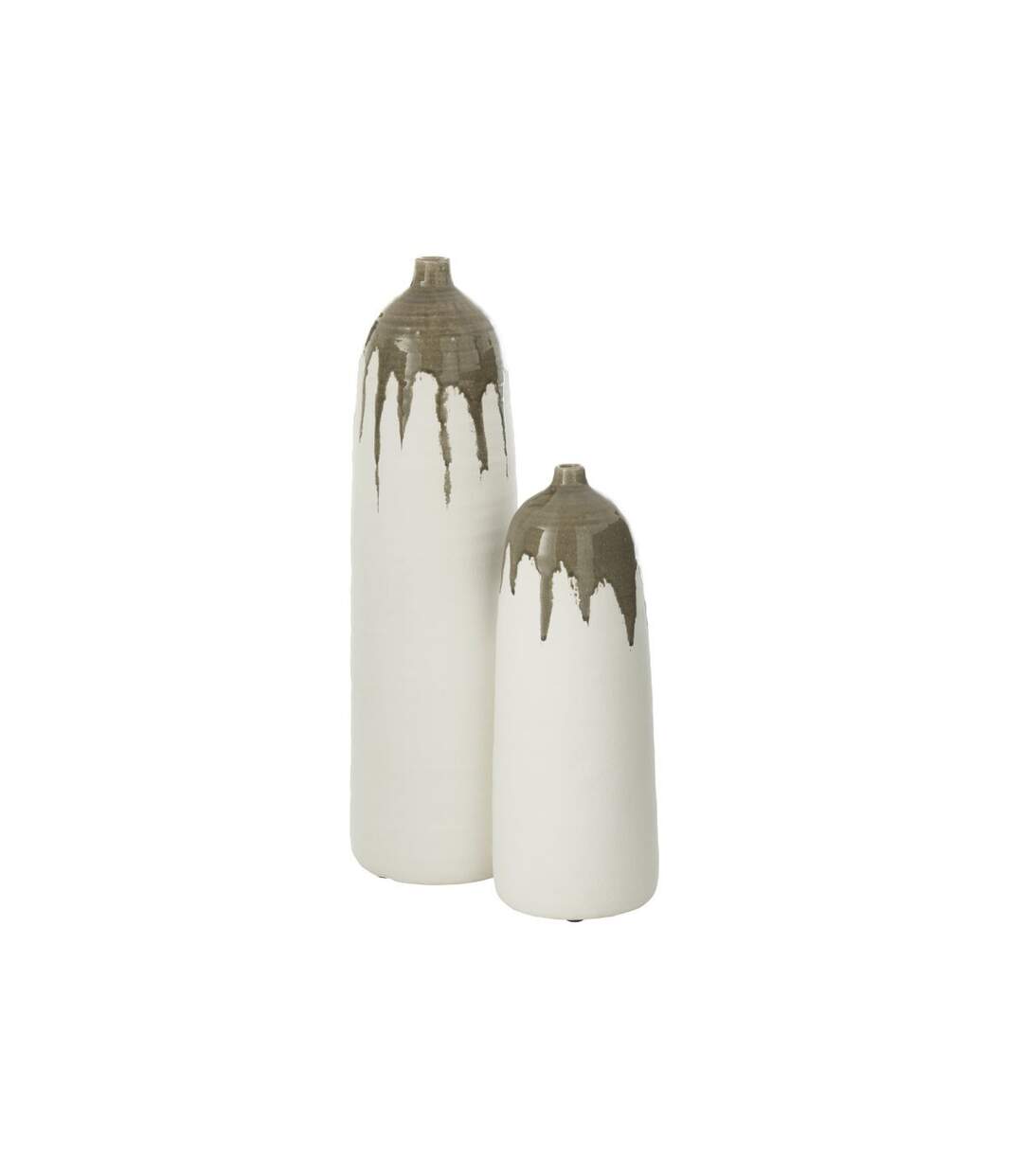 Vase Bouteille en Argile Olea 47cm Blanc & Vert-2