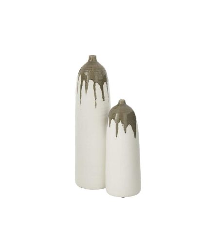 Vase Bouteille en Argile Olea 47cm Blanc & Vert