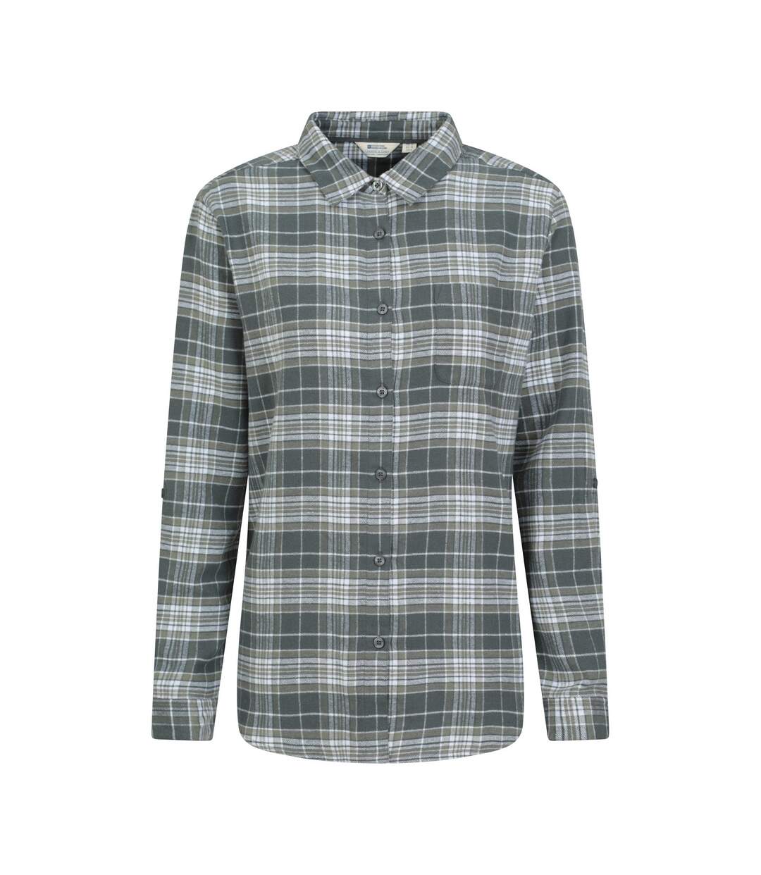 Womens/ladies Balsam Brushed Flannel Longline Shirt Dark Green Mountain Warehouse-1