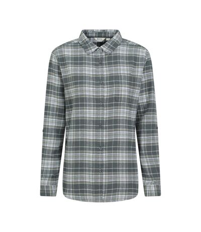 Womens/ladies Balsam Brushed Flannel Longline Shirt Dark Green Mountain Warehouse