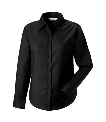Russell Collection Ladies/Womens Long Sleeve Easy Care Oxford Shirt (Black)