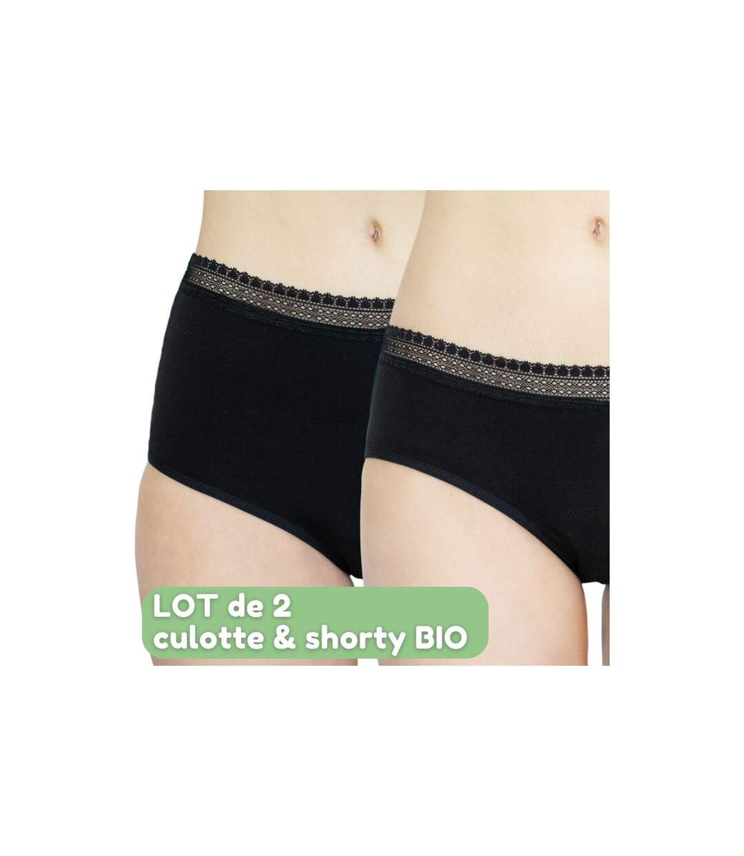 Gérard Pasquier-SHORTY CULOTTE HAUTE BIEN ETRE BIO LOT de 2-1