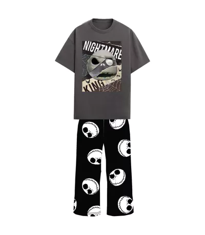 Ensemble De Pyjama Motif Jack Skellington Motif/style Toile D´araignée Homme Gris Noir Nightmare Before Christmas