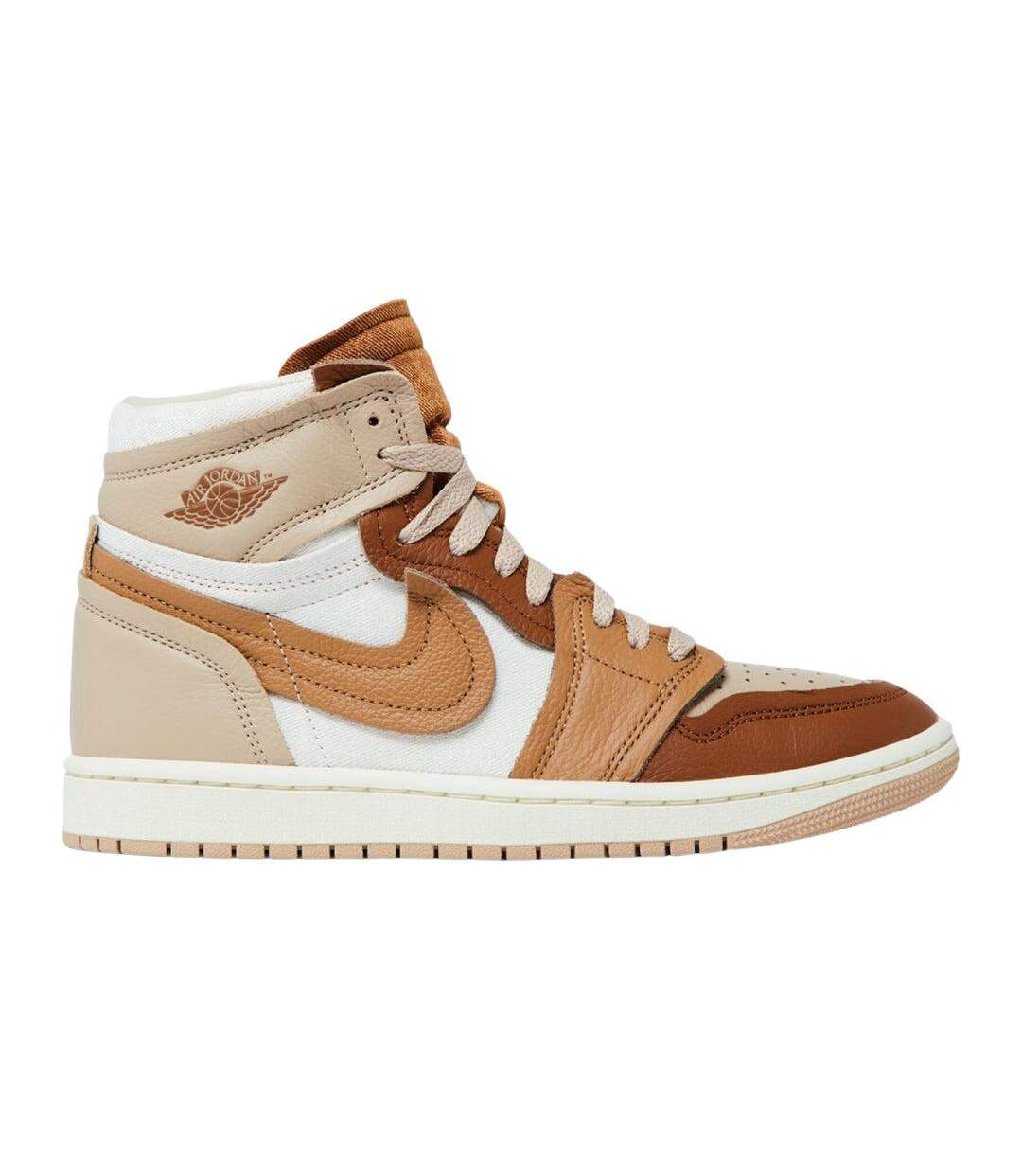 Womens/ladies Air Jordan 1 Leather High-top Trainers Brown Nike-1