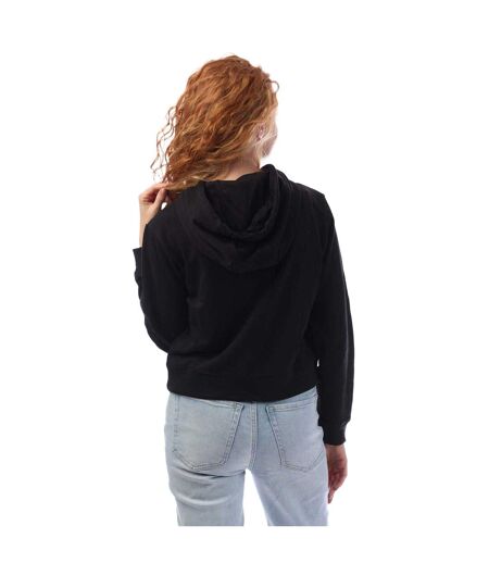 Womens/ladies Studded Logo Full Zip Hoodie Black DKNY