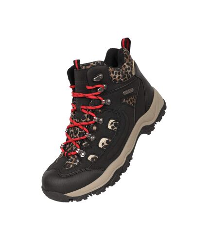 Mountain Warehouse Womens/Ladies Adventurer Leopard Print Faux Suede Waterproof Walking Boots (Black) - UTMW1600