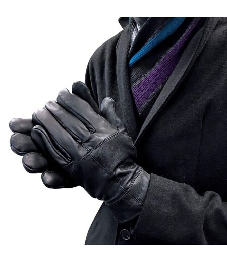 Homme Gants Cuir en Noir | THMO | Doublés Polaire Gants Thinsulate Chaudes