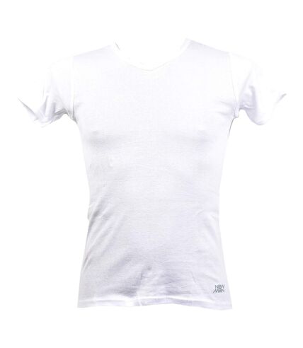 T shirt homme NEW MAN en Coton Confort et Qualité T Shirt Col V NEW MAN 3004 Blanc