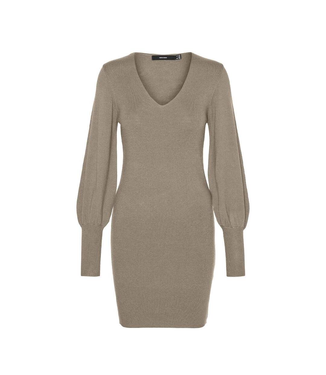 Robe pull beige femme vero moda holly-1