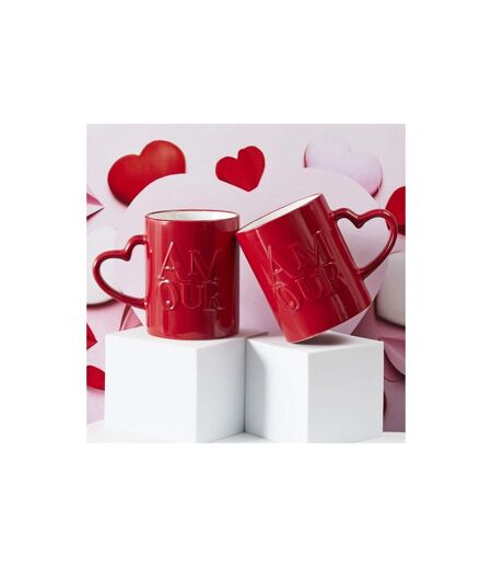 Lot de 2 Mugs en Céramique Amour 30cl Rouge