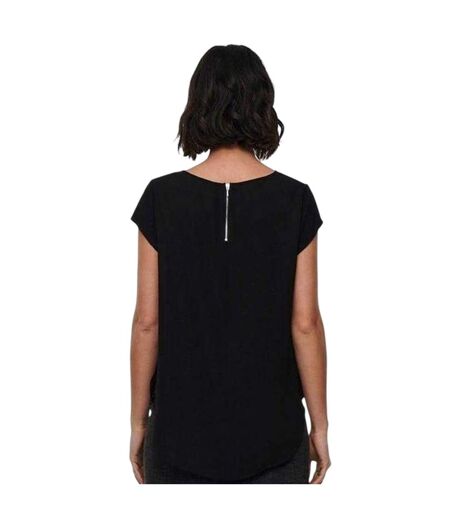 Womens/ladies Vic Crew Neck Relaxed Fit Blouse Black Only