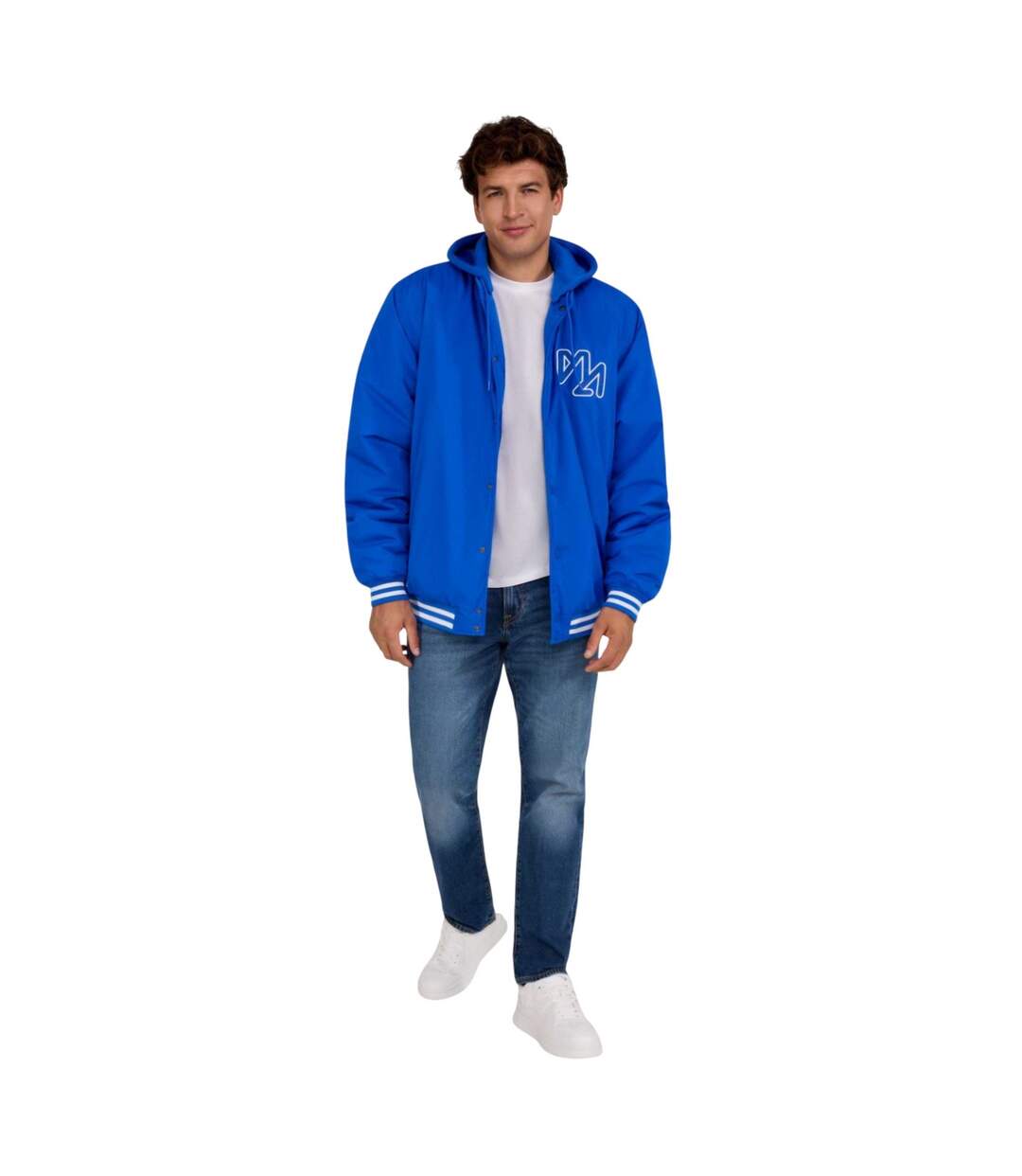Veste Baseball Motif/style Rayures Contrastées Homme Bleu Minoti-1