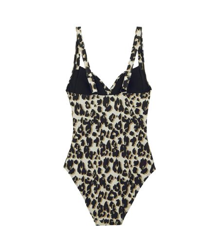 Womens/ladies Sakari Leopard Print Tummy Control One Piece Swimsuit Natural Regatta