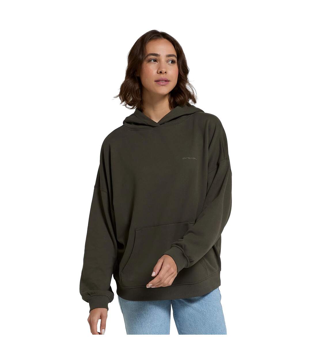 Womens/ladies idol drop shoulder hoodie dark khaki Animal