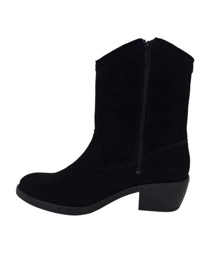 Womens/ladies Dalida Suede Block Heel Western Boots Black Jack Wills