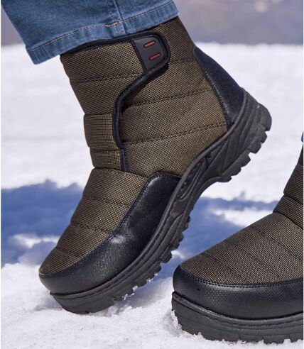 Men's Taupe Sherpa-Lined Snow Boots - Water-Repellent