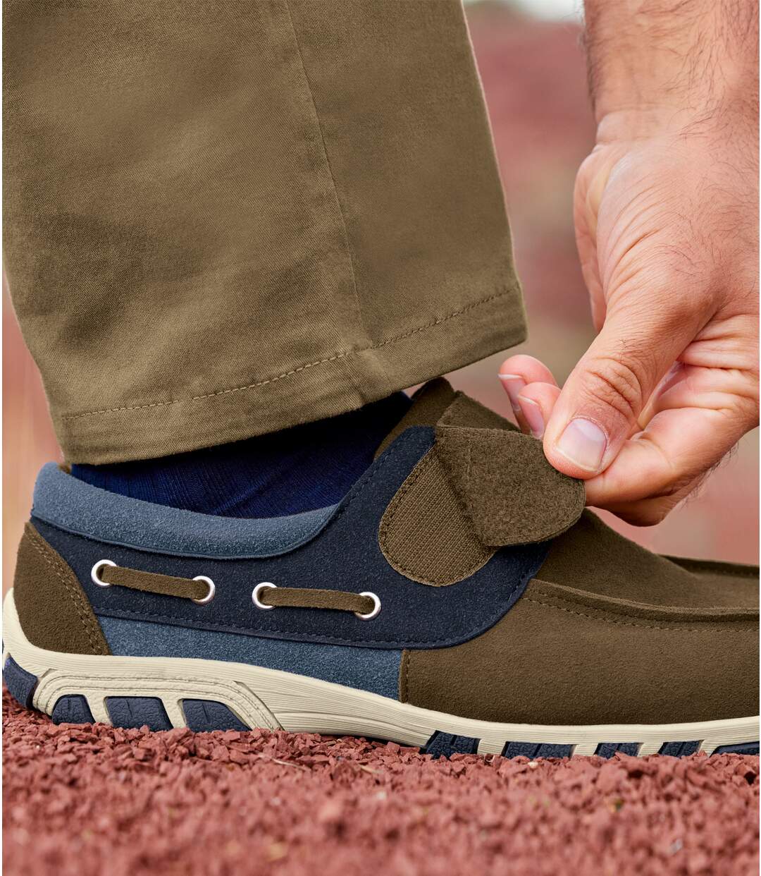 Men's Brown Hook-and-Loop Moccasins 