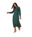 Womens/ladies spotted shirred cuff long-sleeved midi dress green Dorothy Perkins