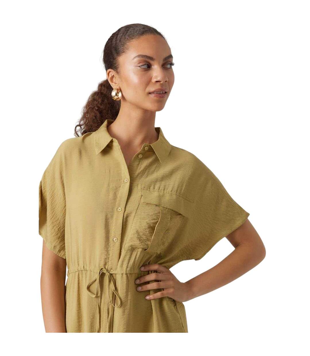 Robe Chemisier Mi-longue Iris Femme Kaki Vero Moda-4