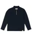 Mens Ottoman Quarter Zip Long-sleeved Polo Shirt Navy Prevu-2