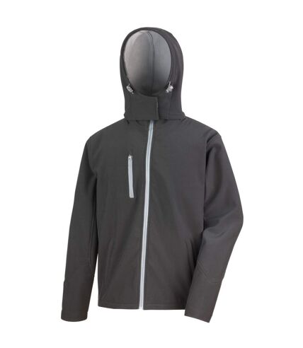Result Core Mens Lite Hooded Softshell Jacket (Black/Grey) - UTBC3253