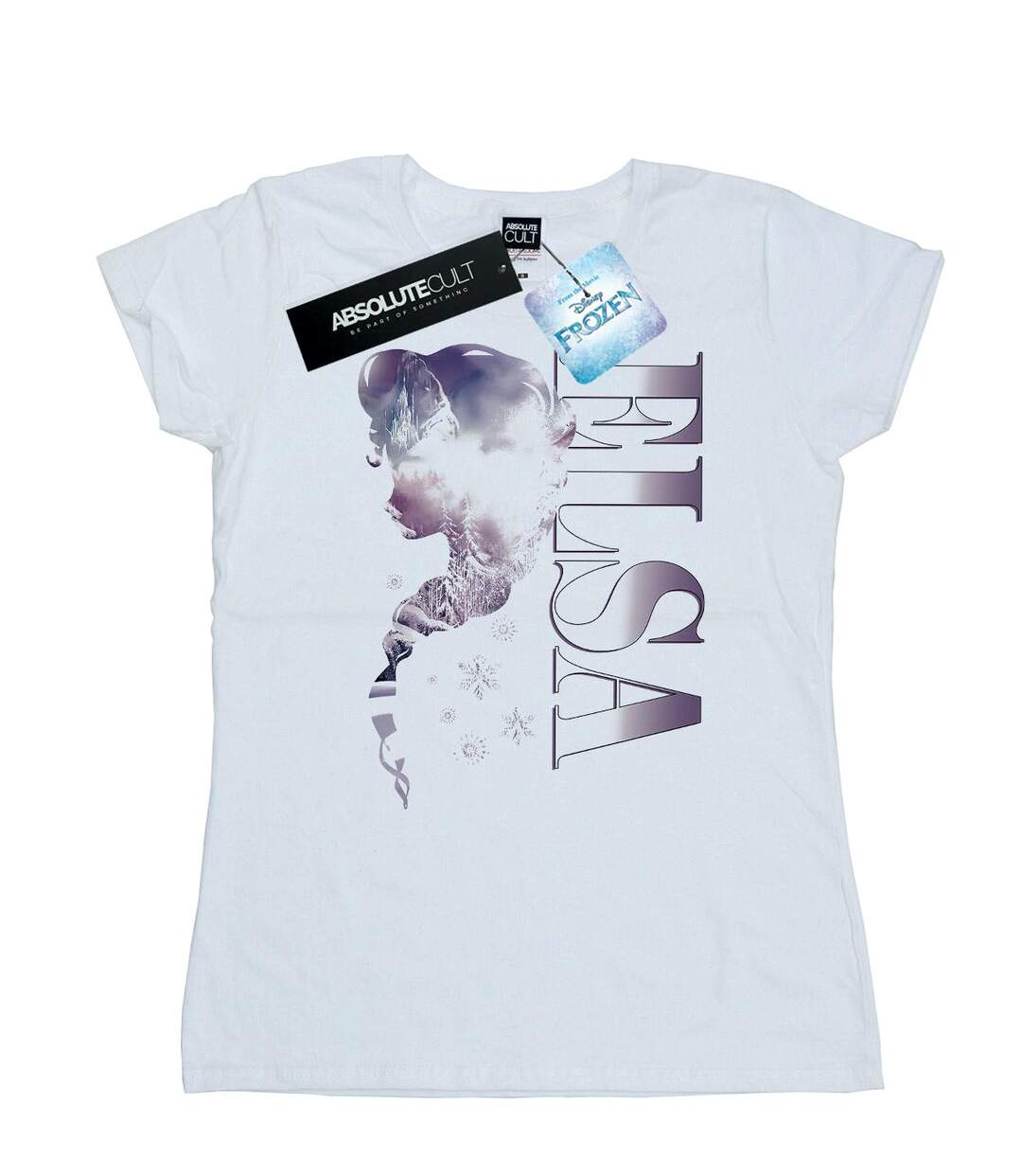 Disney T-shirt en coton avec silhouette du royaume des glaces Frozen Womens/Ladies (Blanc) - UTBI22055-1