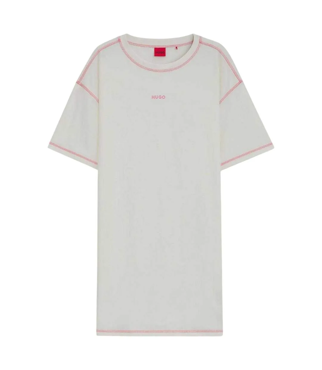 Robe T-shirt Motif/style Logo Contrasté Femme Blanc Cassé Hugo-2