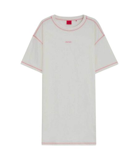 Robe T-shirt Motif/style Logo Contrasté Femme Blanc Cassé Hugo