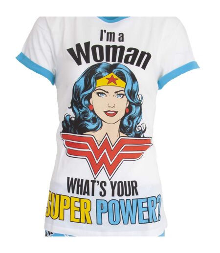 Ensemble de pyjama i´m a woman femme blanc/bleu Wonder Woman