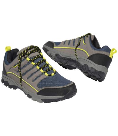 Men's Outdoor Sports Shoes - Grey Blue Lime Green