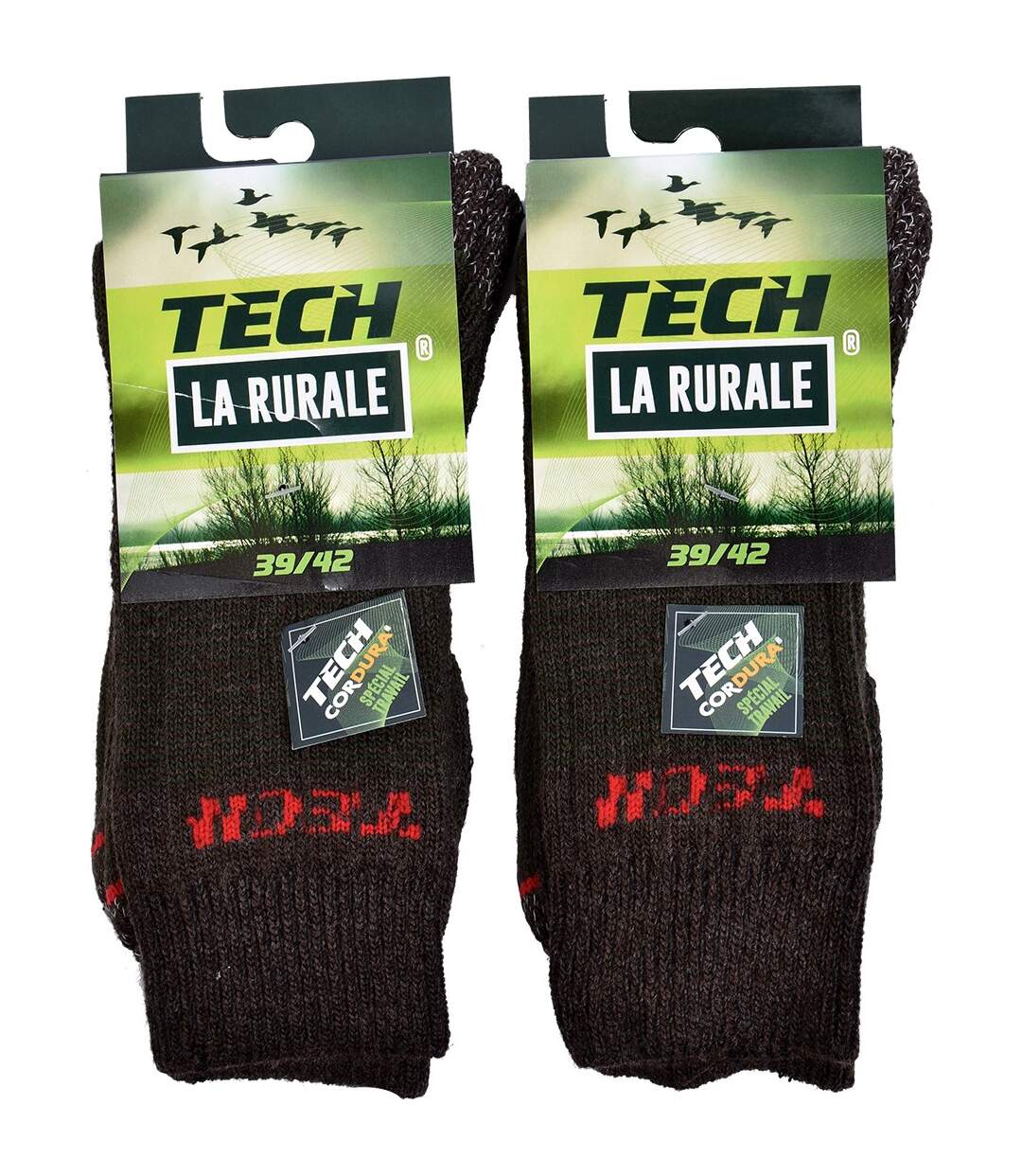 Chaussettes de Travail LA RURALE pour Homme Résistance et Qualité Pro Pack de 2 TECH CORDURA Marron-2