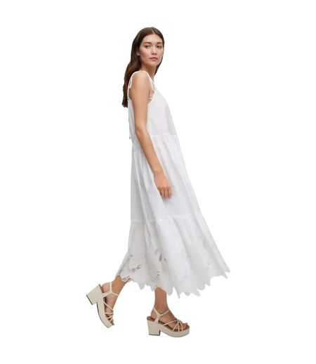 Robe Longue Motif/style Broderie Femme Blanc Imprimé Boss