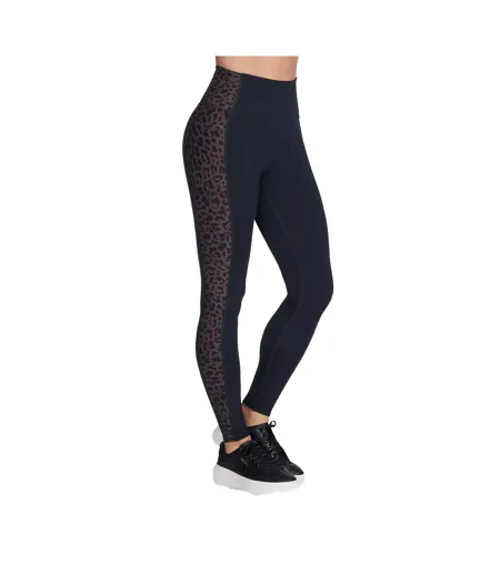 Womens/ladies Go Walk Cheetah Print Leggings Black Skechers