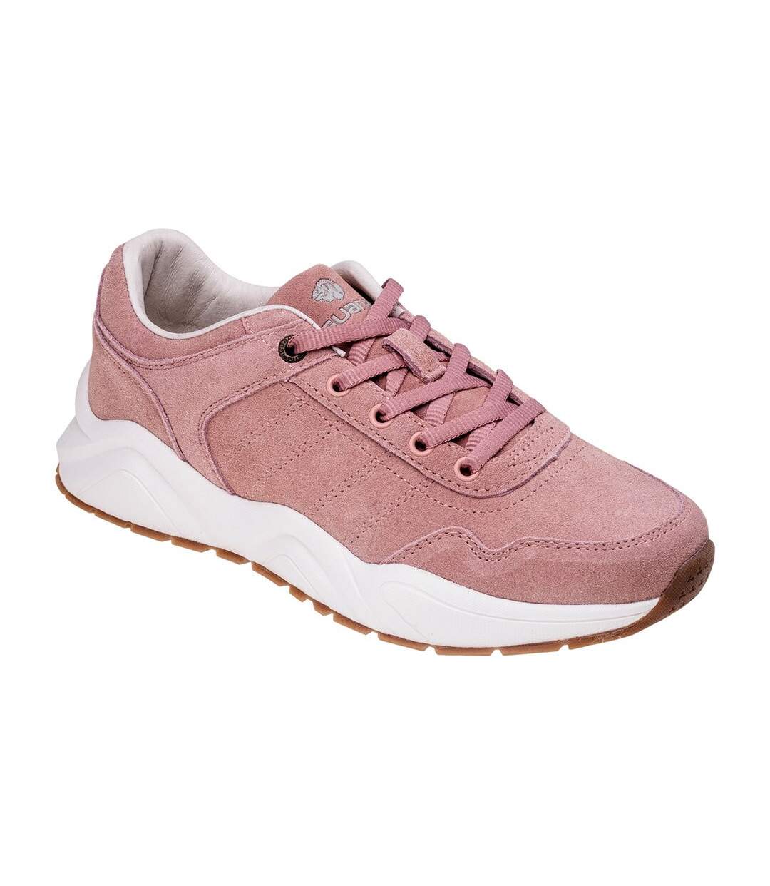 Womens/ladies vilme leather trainers silver pink/beige Iguana-1