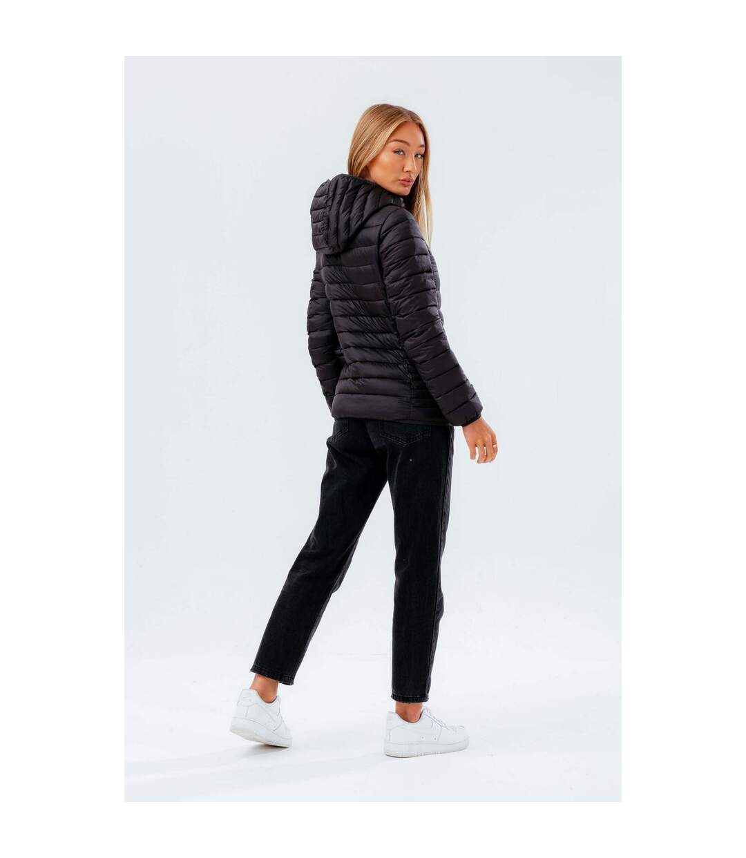 Womens/ladies lightweight puffer jacket black Hype