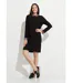 Robe-pull noire effet 2 en 1 voile imprimé léopard-1