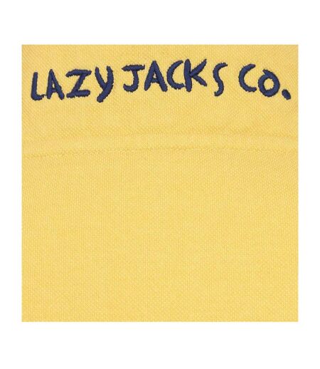 Womens/ladies Pique Button Neck Sweatshirt Lemon Lazy Jacks