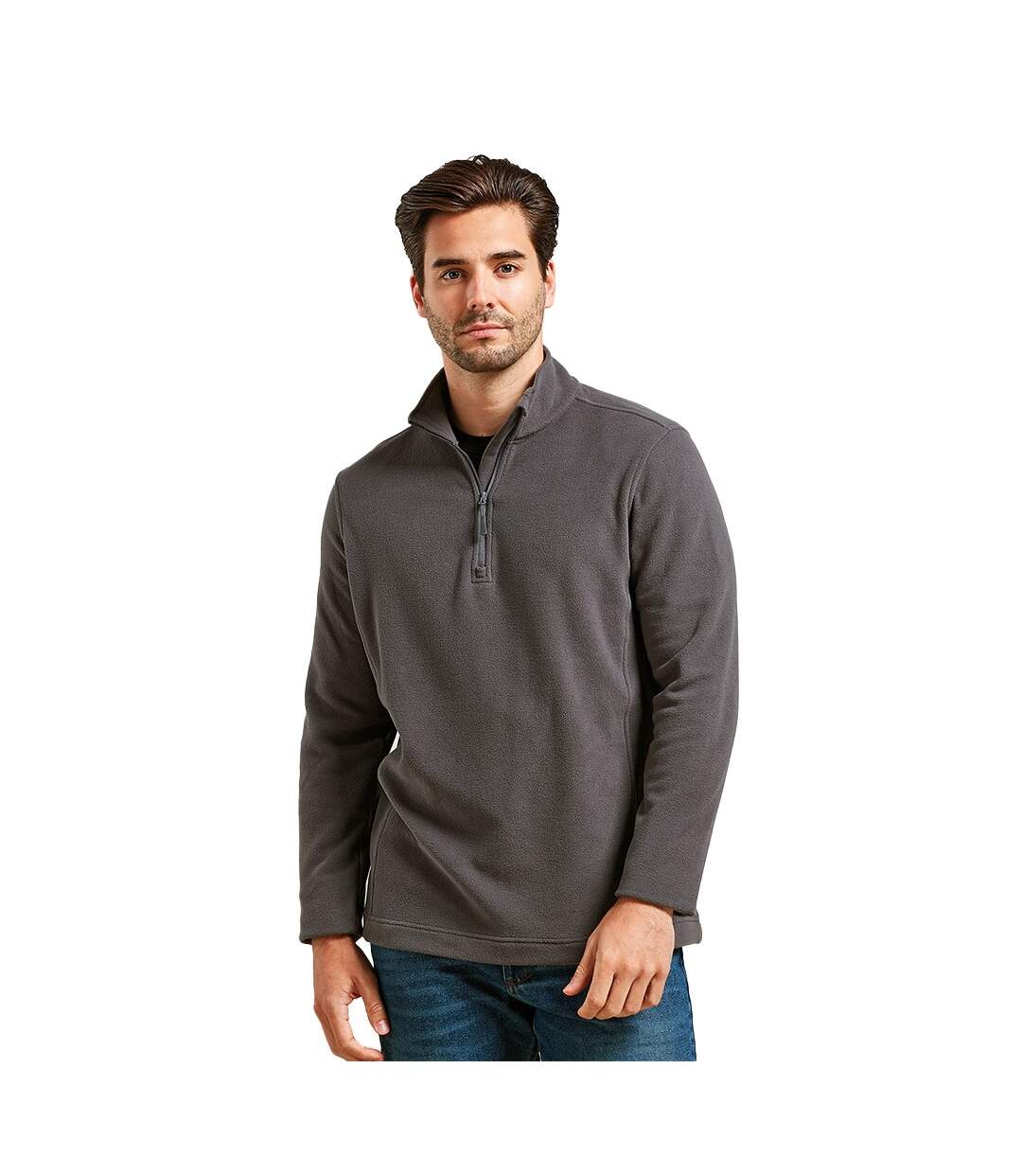 Unisex adult recyclight quarter zip fleece top dark grey Premier