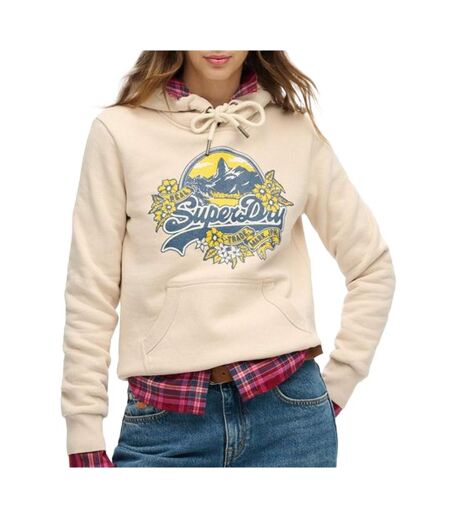 Sweat beige femme superdry floral hood - l