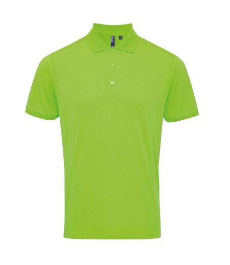 Premier Mens Coolchecker Pique Short Sleeve Polo T-Shirt (Neon Green)