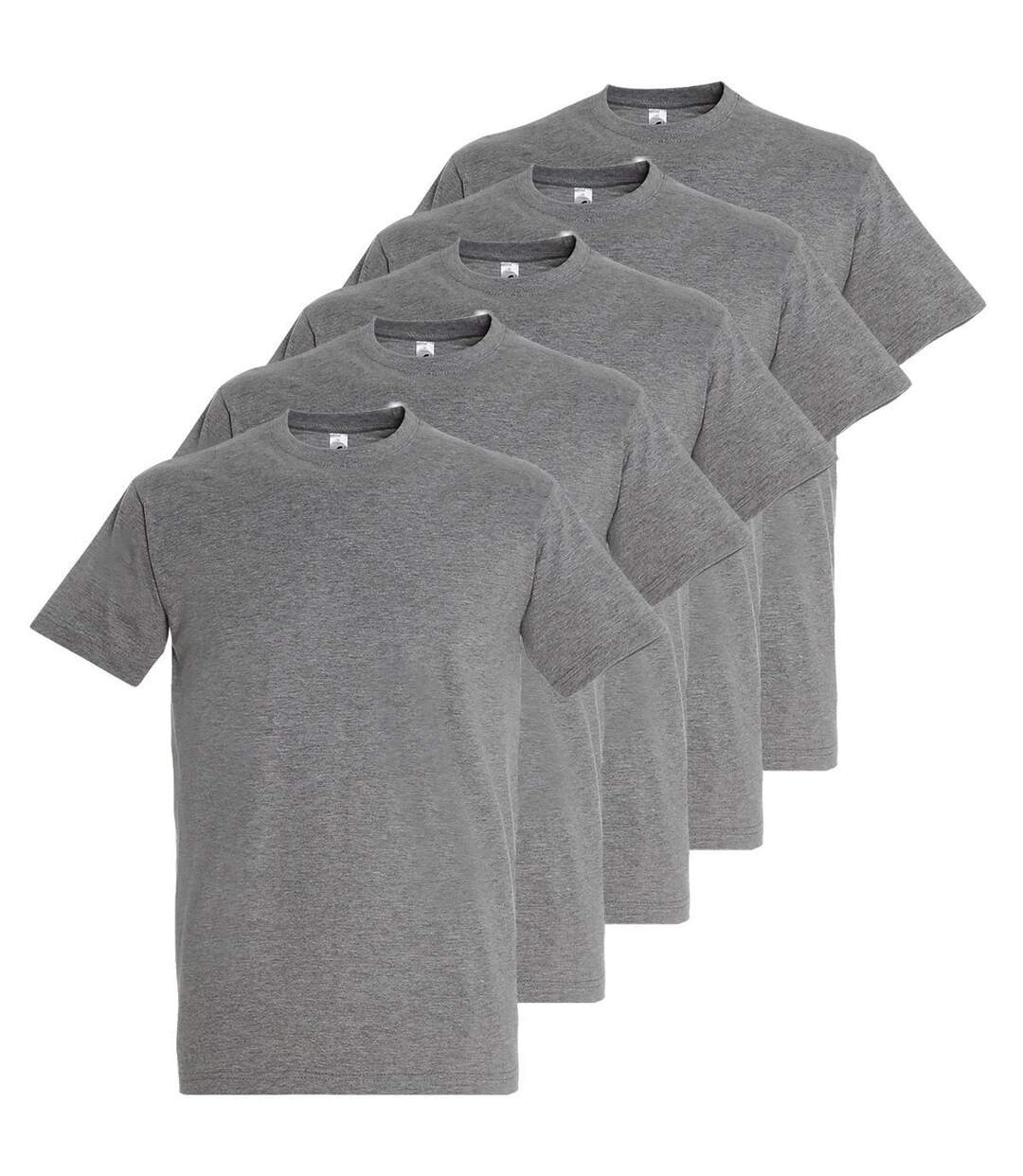 Lot 5 t-shirts de travail manches courtes - Homme - gris chiné-1