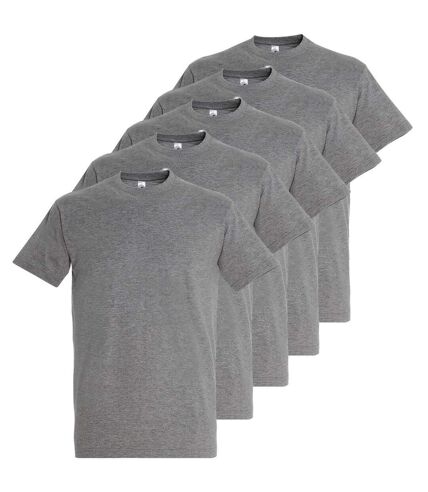 Lot 5 t-shirts de travail manches courtes - Homme - gris chiné