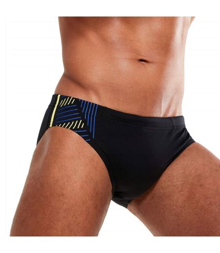 Slip De Bain Tech Panel Homme Noir Bleu Chroma Jaune Clair Speedo