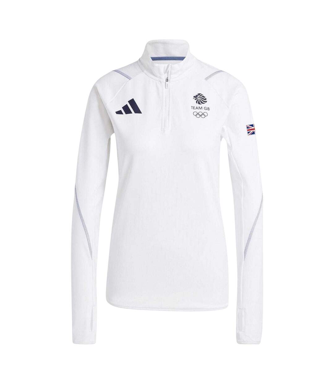 Womens/ladies Team Gb Performance Quarter Zip Tracksuit Top White Adidas-1